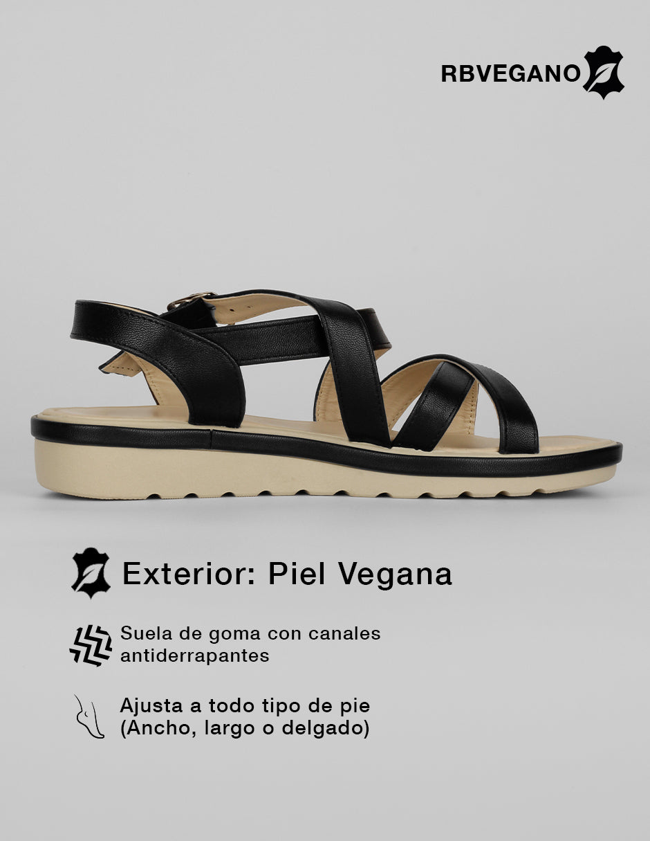 Sandalias de piso Steps en Piel vegana – Negro
