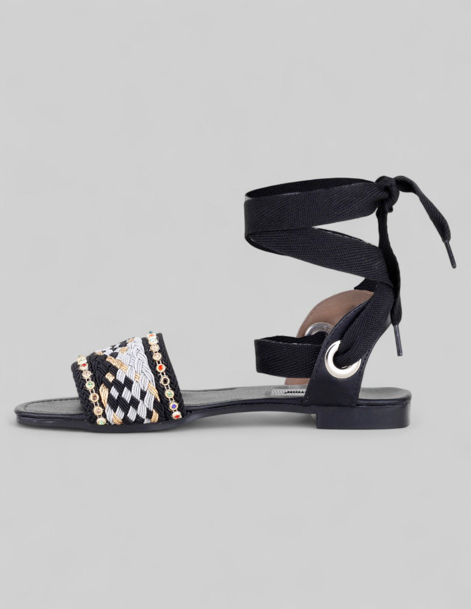 Sandalias de piso Solea en Textil – Negro