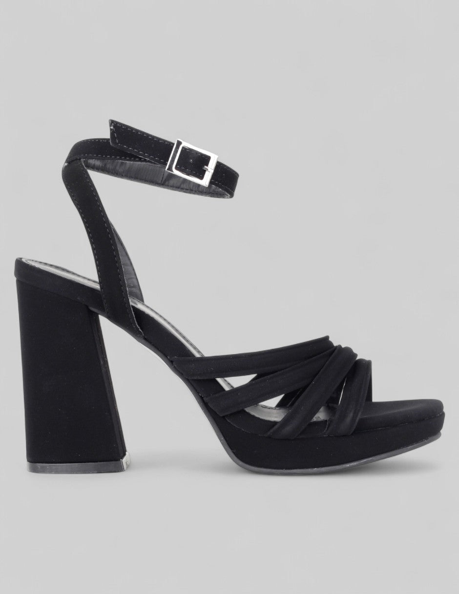 Sandalia con tacón Sylen en Gamuza sintética – Negro