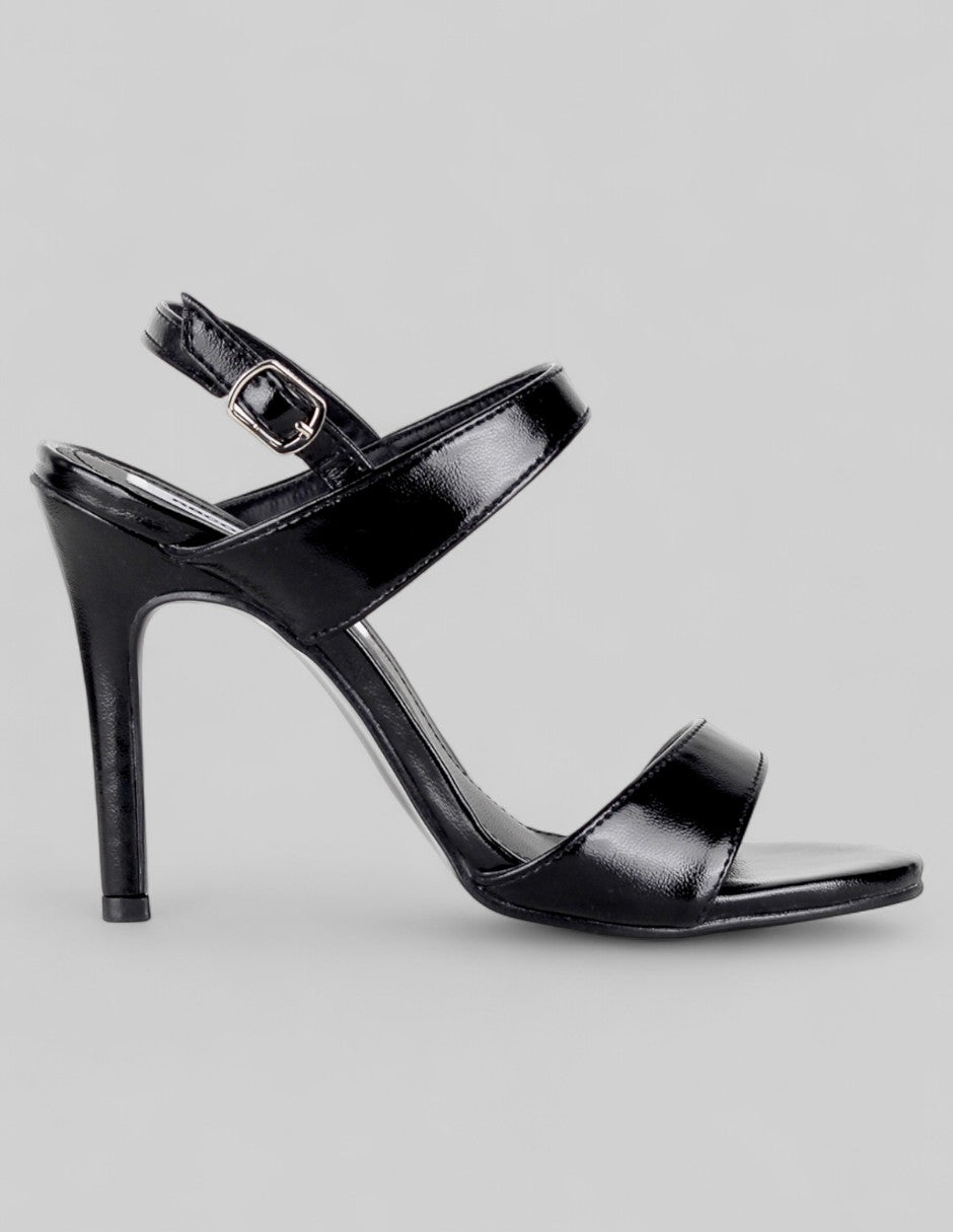 Sandalia con tacón Sylen en Piel vegana – Negro