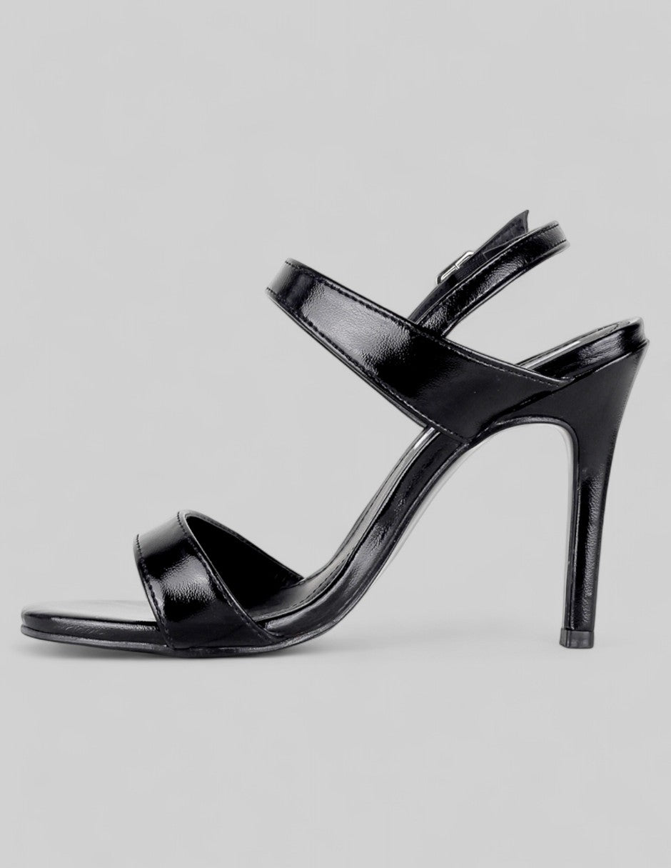 Sandalia con tacón Sylen en Piel vegana – Negro
