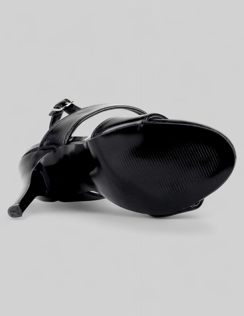 Sandalia con tacón Sylen en Piel vegana – Negro