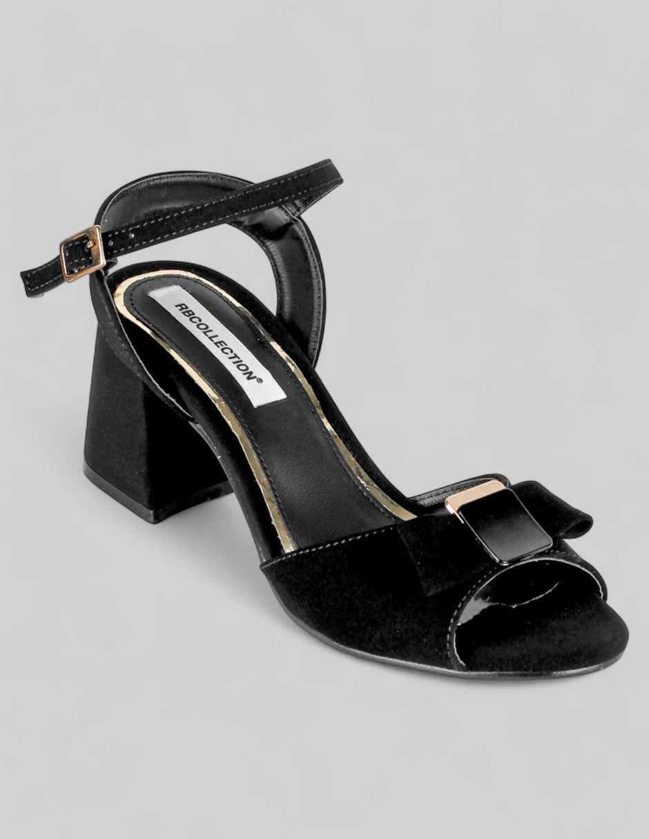 Sandalia con tacón Glowm en Textil – Negro