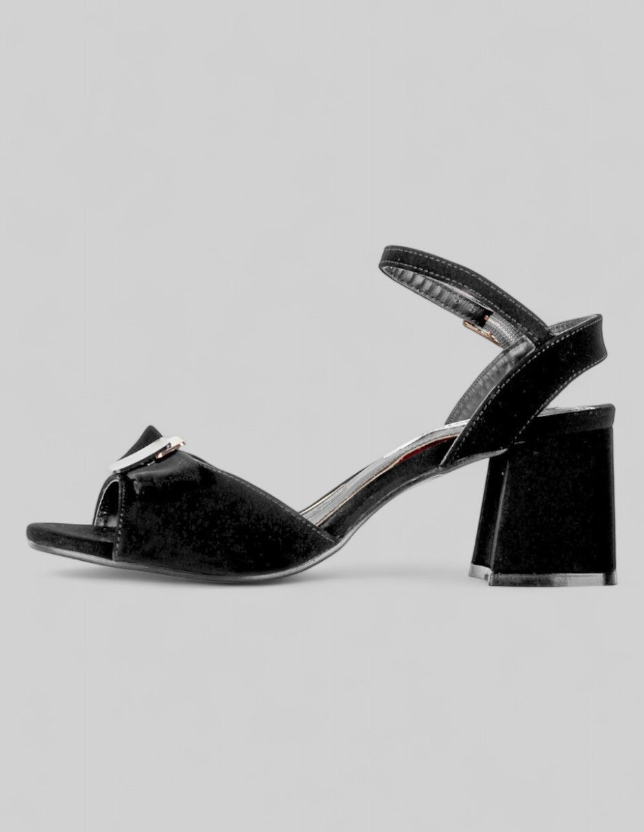 Sandalia con tacón Glowm en Textil – Negro