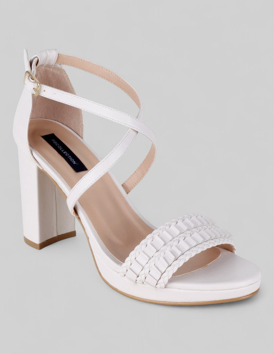 Sandalia con tacón Sylen en Piel vegana – Blanco