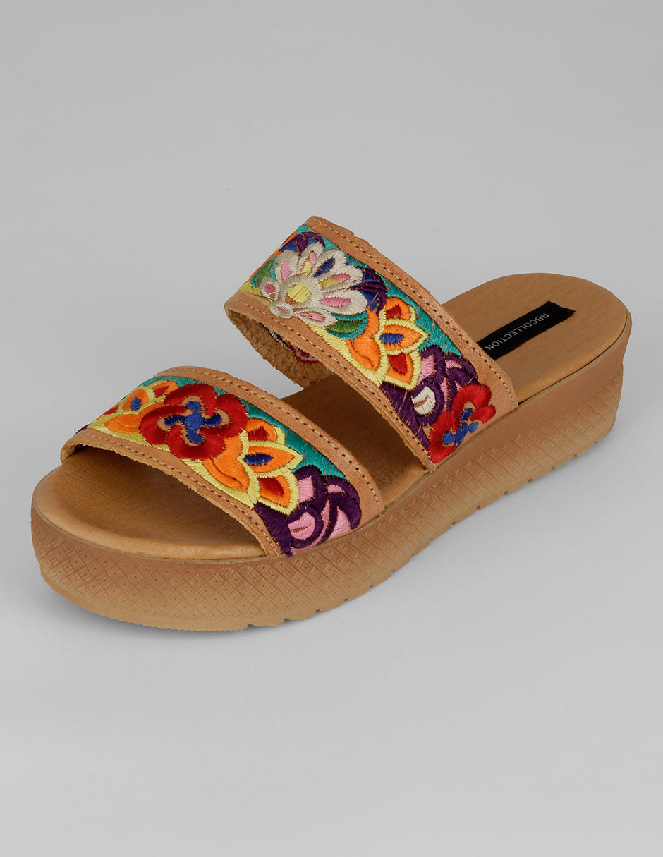 Sandalias con plataforma Hand made  en Piel – Multicolor