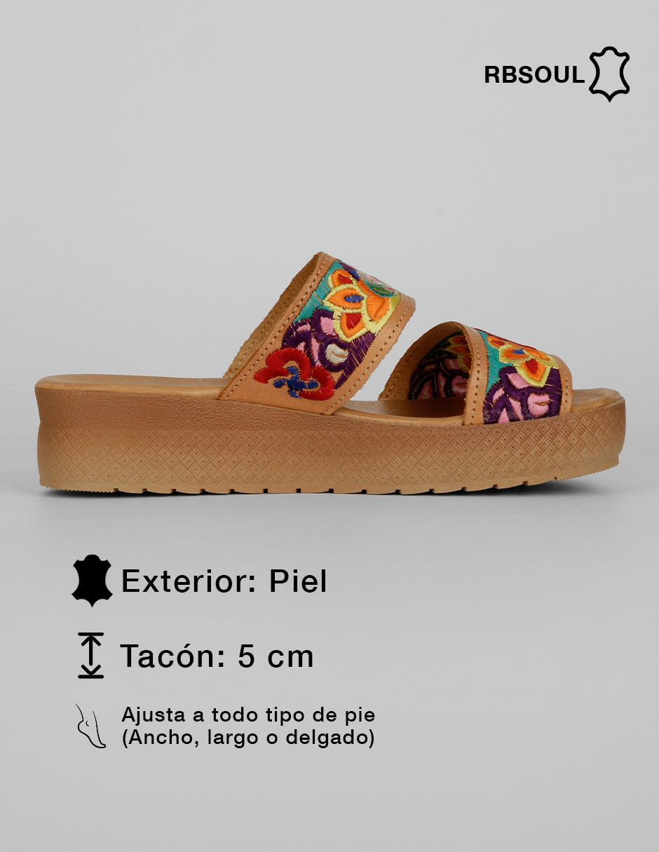 Sandalias con plataforma Hand made  en Piel – Multicolor