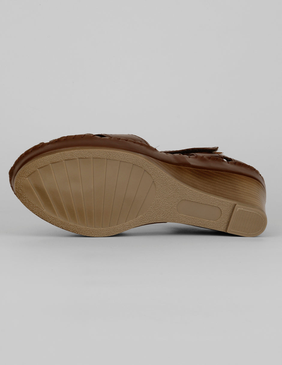 Sandalias con plataforma Hand made  en Piel  – Café