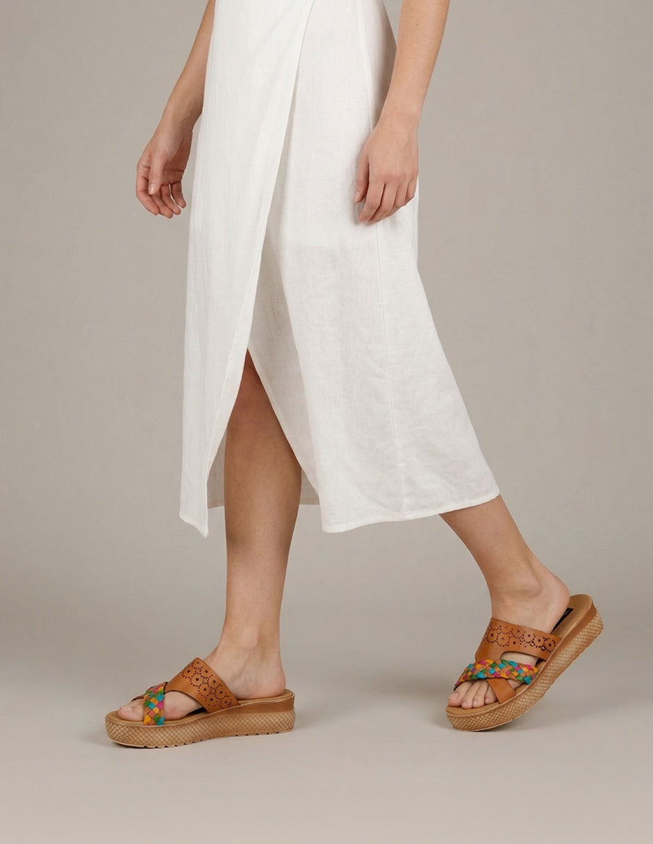 Sandalias con plataforma Hand made  en Piel – Café