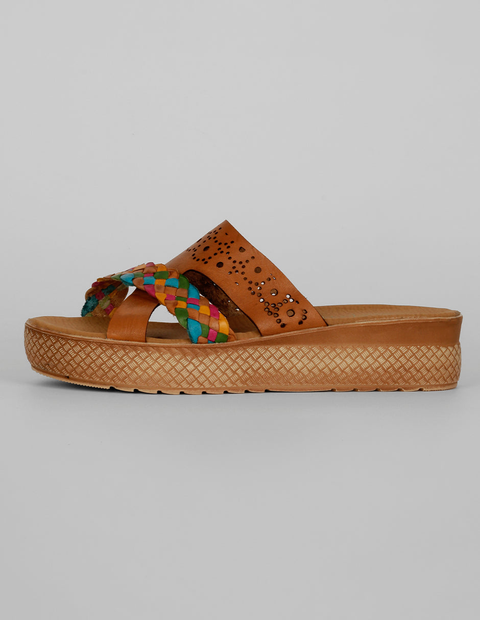 Sandalias con plataforma Exterior Piel Color Café Para Mujer De RBCOLLECTION
