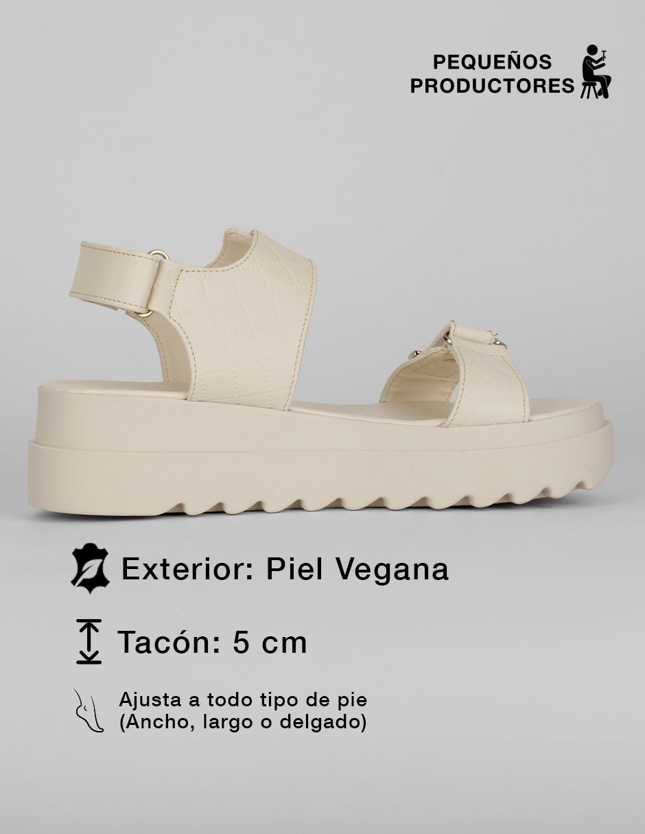 Sandalias con plataforma Yuri en Piel vegana – Blanco