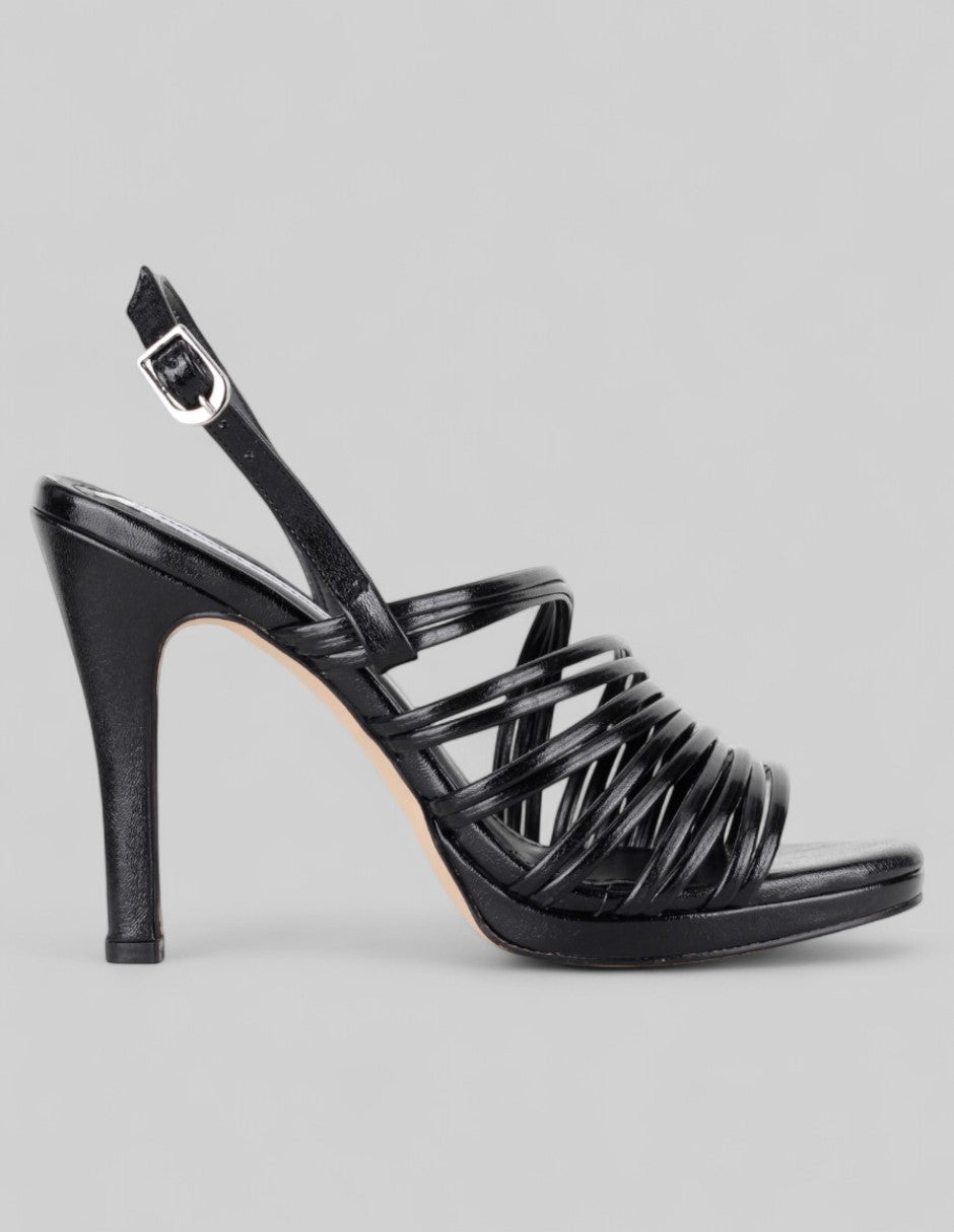 Sandalia con tacón Alnia en Piel vegana – Negro