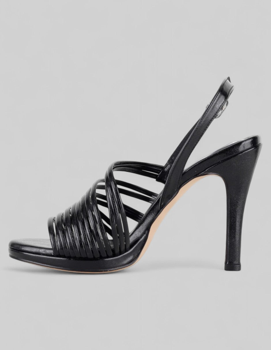 Sandalia con tacón Alnia en Piel vegana – Negro