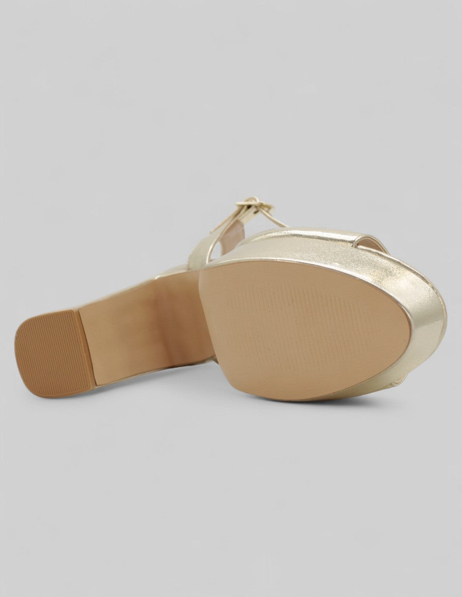 Sandalia con tacón Glowm en Sintético – Dorado