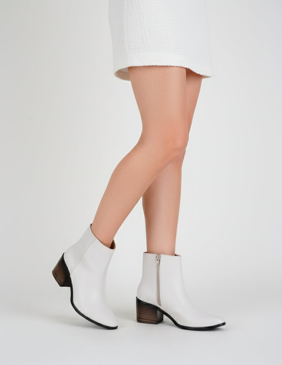 Botín con tacón Aurora en Piel vegana – Blanco
