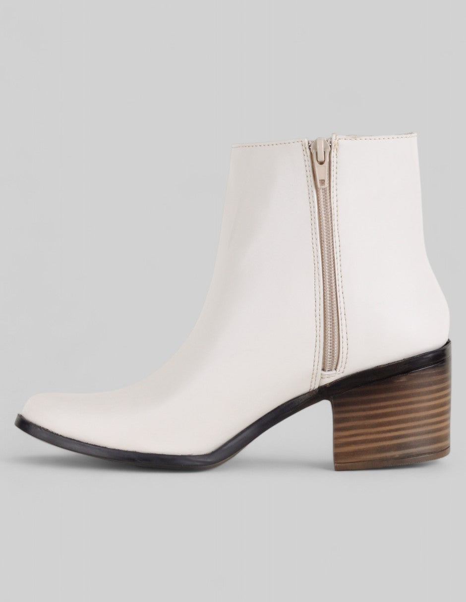 Botín con tacón Aurora en Piel vegana – Blanco