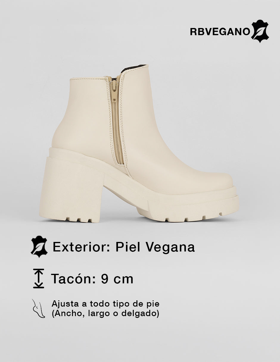 Botín con tacón Aurora en Piel vegana – Blanco
