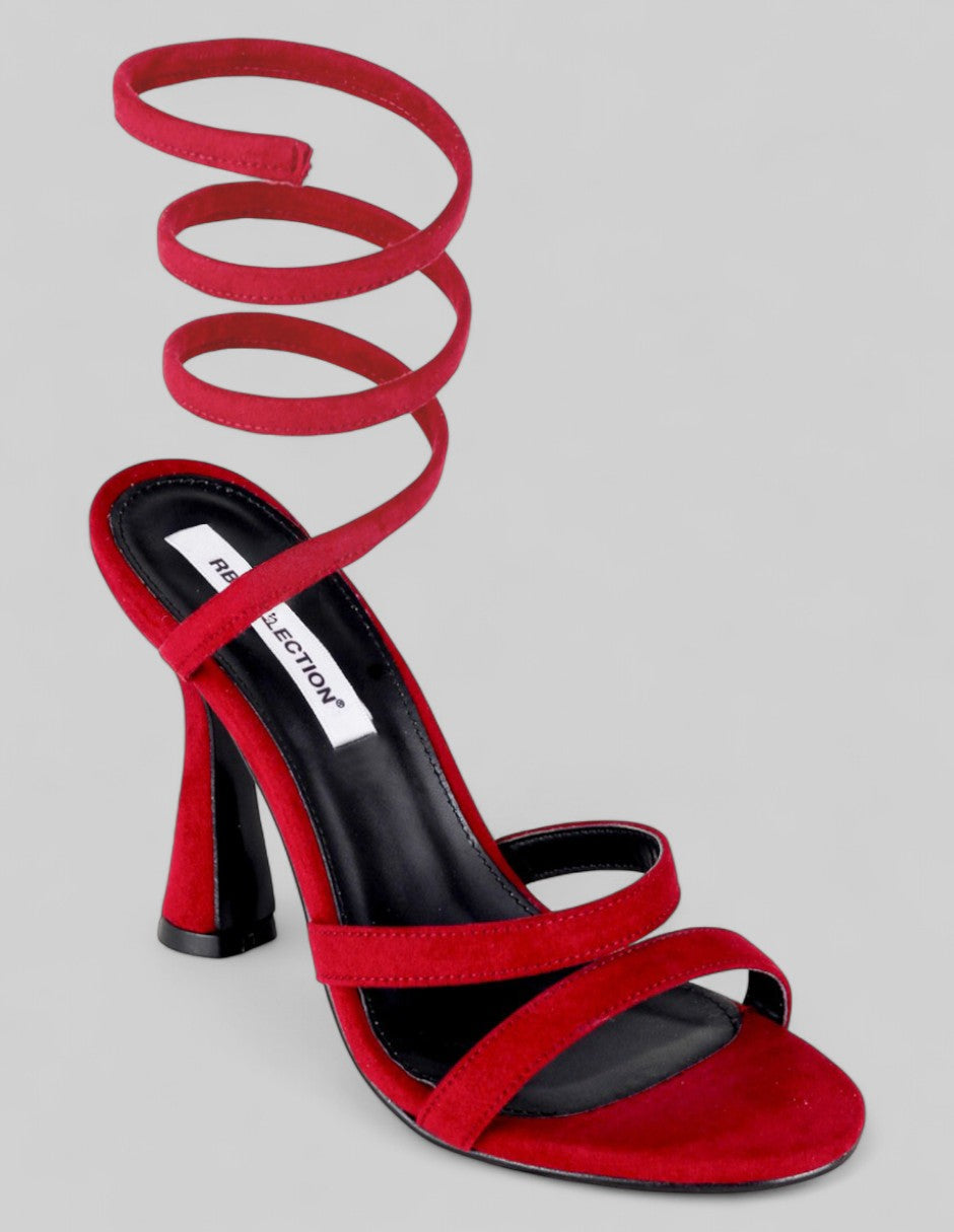 Sandalia con tacón Glam en Gamuza sintética – Rojo