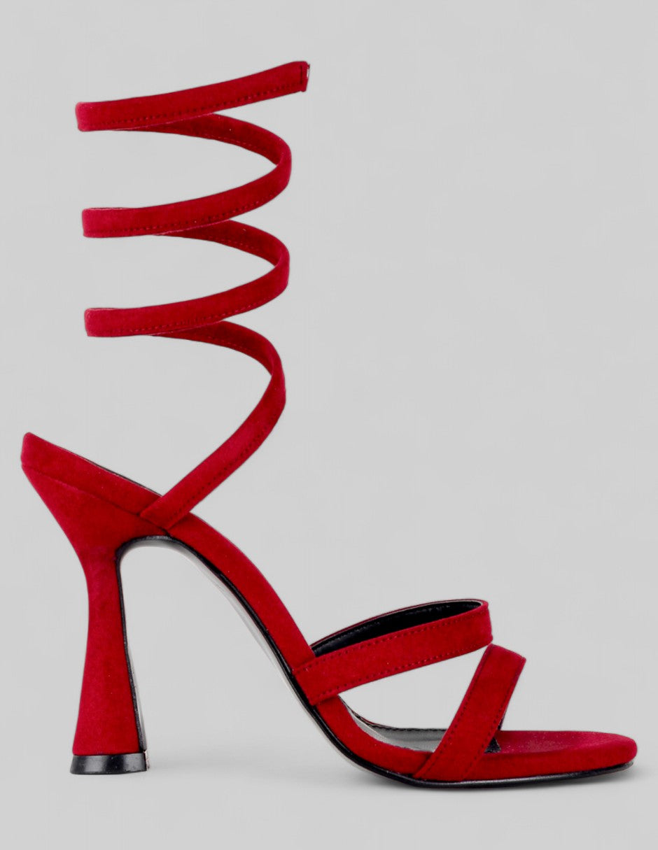 Sandalia con tacón Glam en Gamuza sintética – Rojo