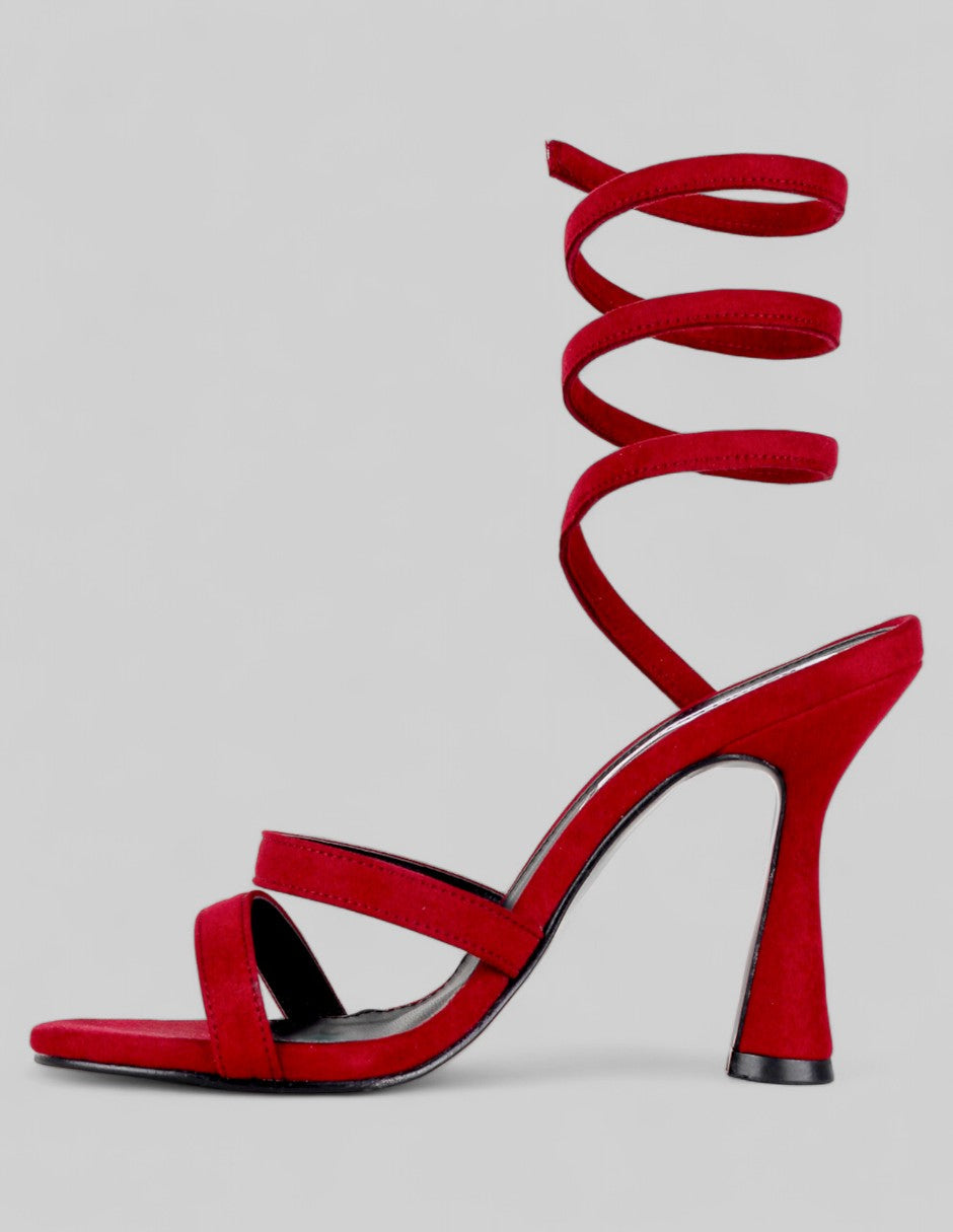 Sandalia con tacón Glam en Gamuza sintética – Rojo