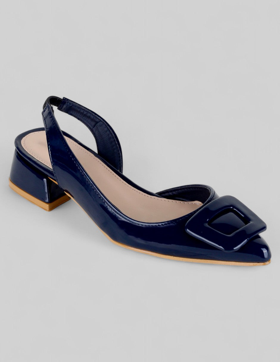 Flats puntales Onne en Charol – Azul