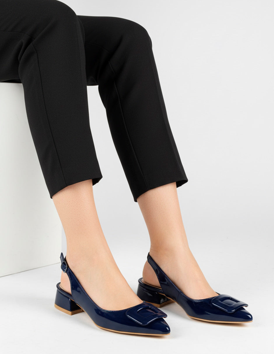 Flats puntales Onne en Charol – Azul