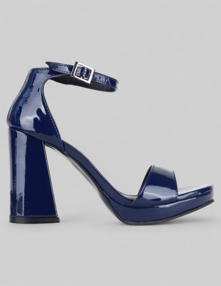 Sandalia con tacón Sylen en Charol – Azul
