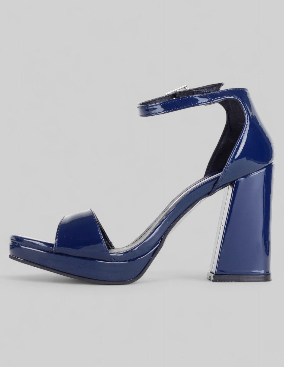 Sandalia con tacón Sylen en Charol – Azul