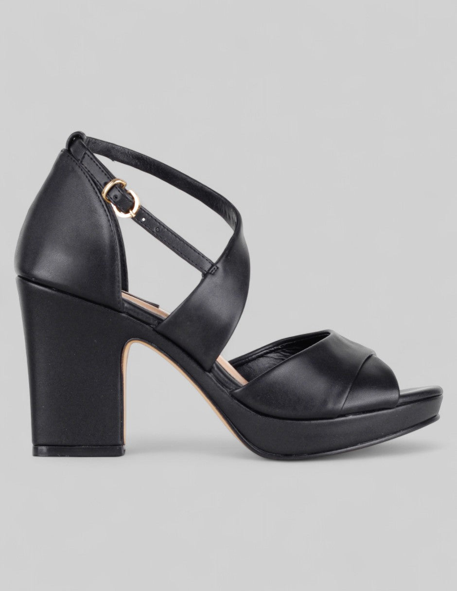 Sandalia con tacón Classy en Piel vegana – Negro