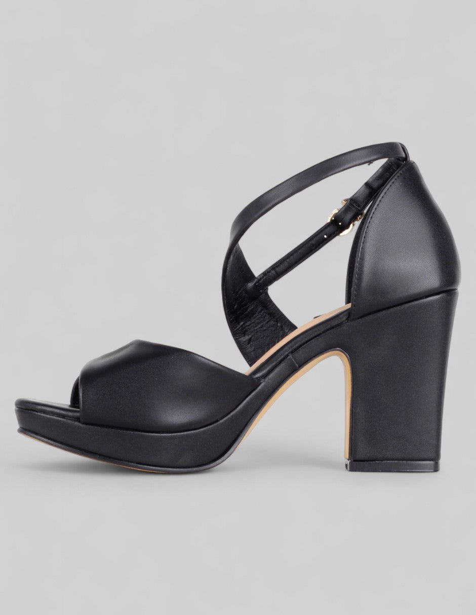 Sandalia con tacón Classy en Piel vegana – Negro