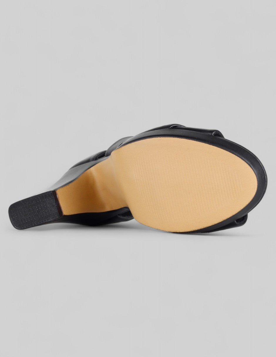 Sandalia con tacón Classy en Piel vegana – Negro