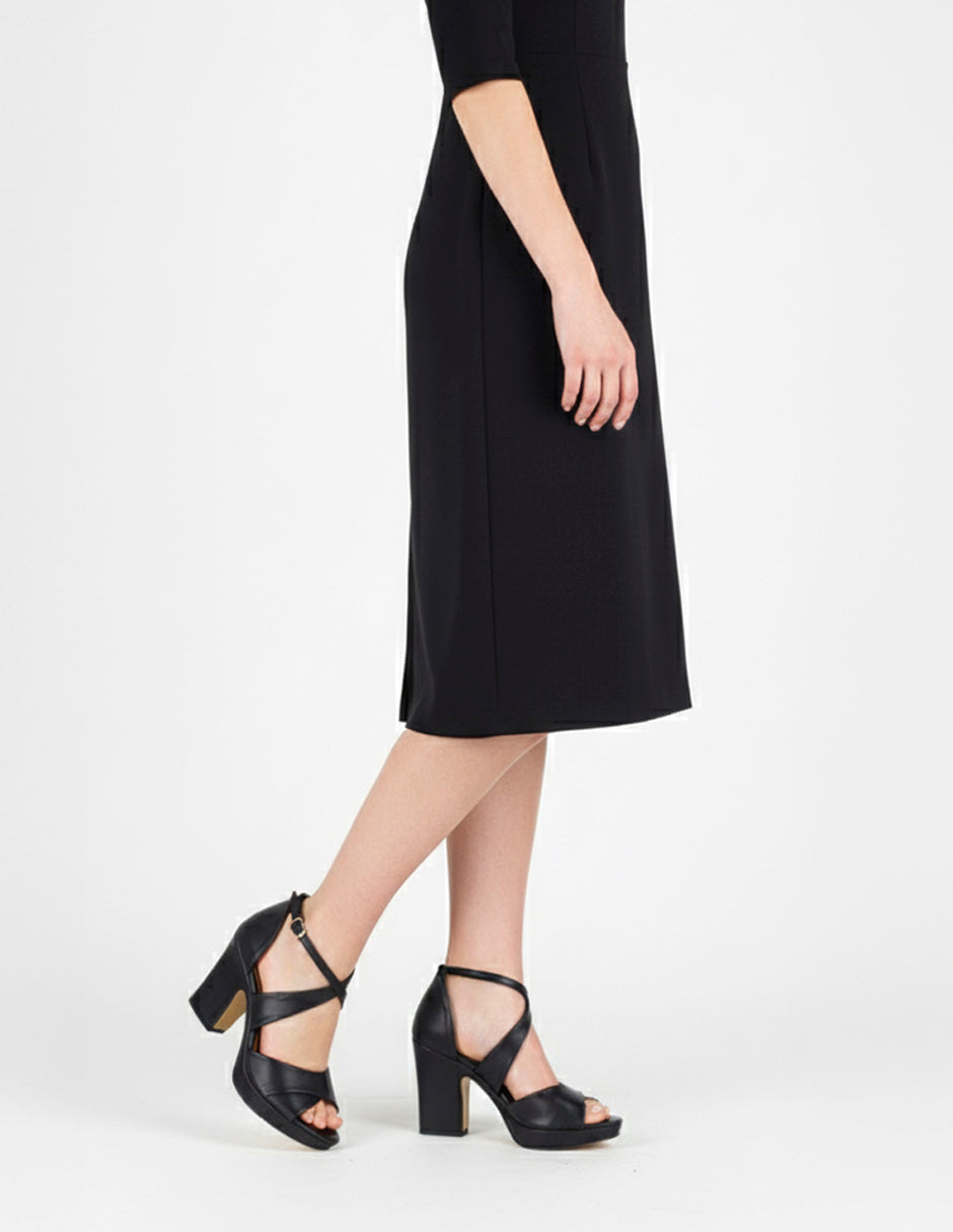 Sandalia con tacón Classy en Piel vegana – Negro