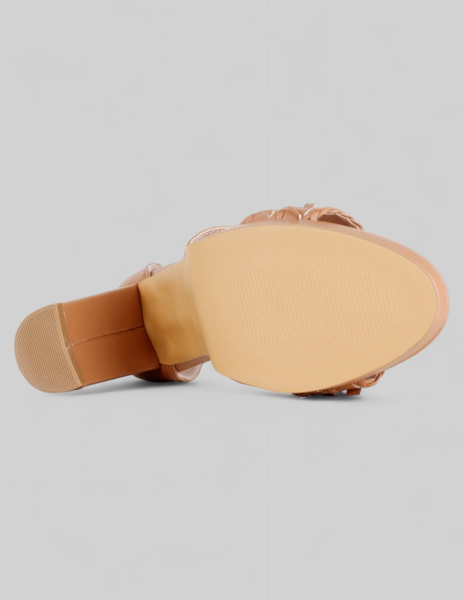 Sandalia con tacón Sylen en Piel vegana – Café