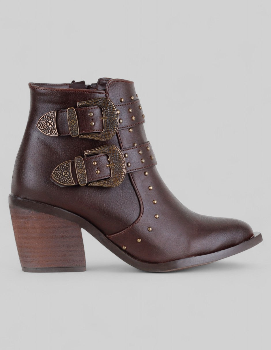 Botín con tacón Aurora en Piel vegana – Café