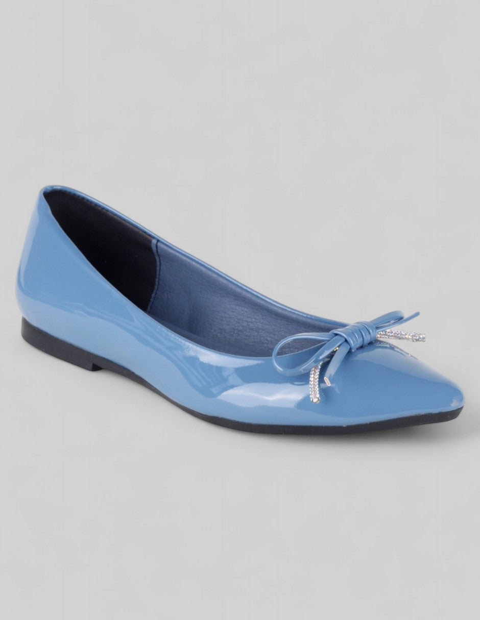 Flats puntales Exterior Charol Color Azul Para Mujer De RBBASICS