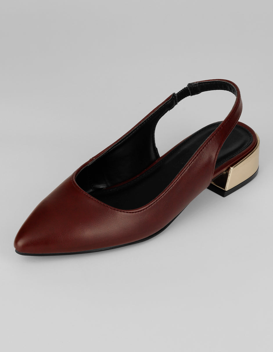 Flats puntales  Slingback en Piel vegana – Rojo