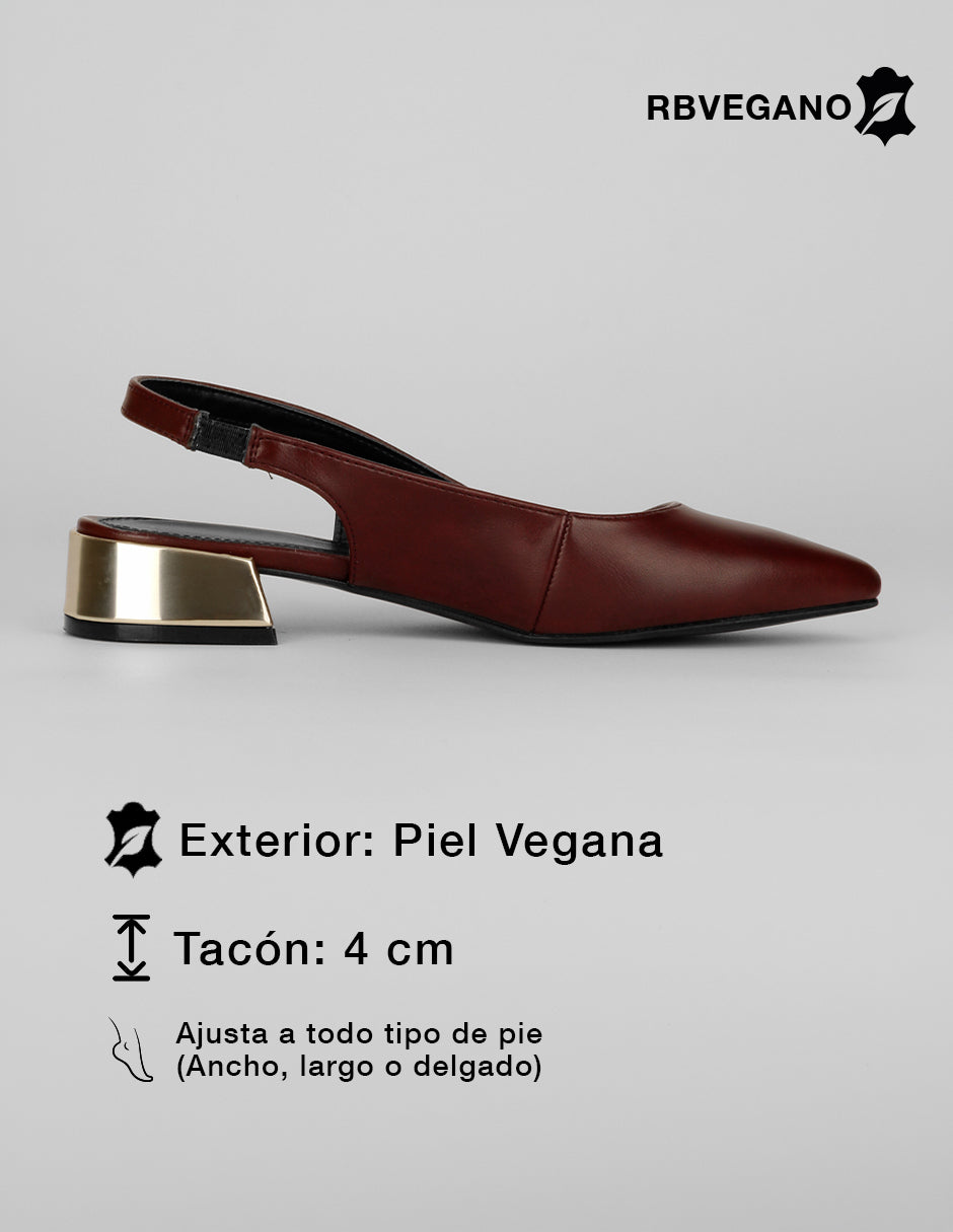 Flats puntales  Slingback en Piel vegana – Rojo
