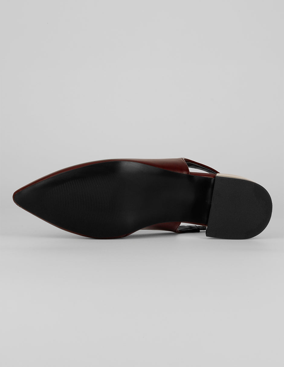 Flats puntales  Slingback en Piel vegana – Rojo