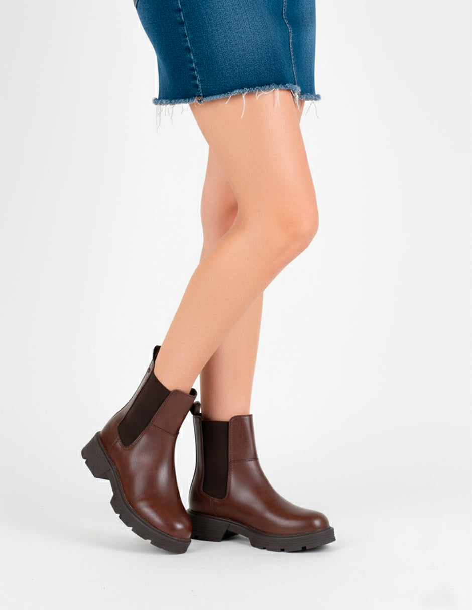 Botas casuales Bike en Piel vegana – Café