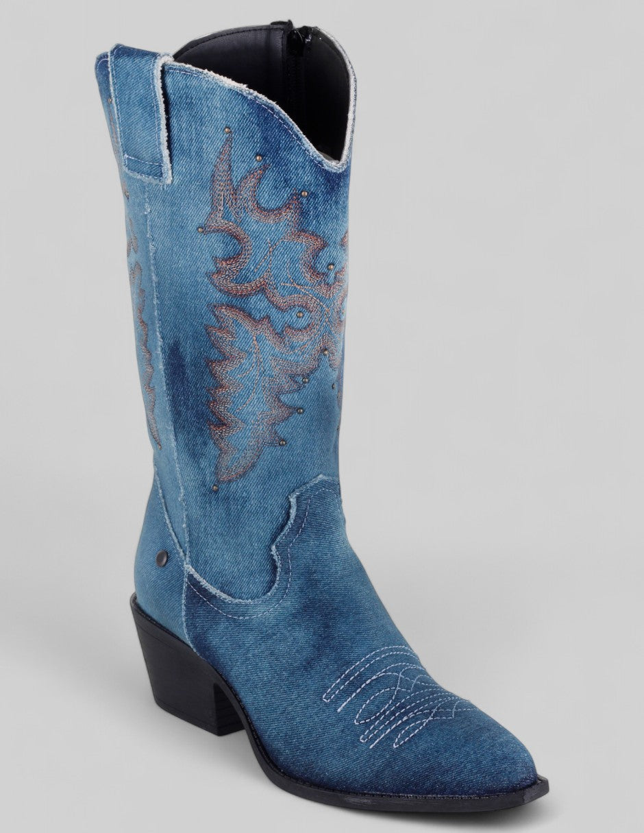 Botas tipo western Exterior Textil Color Azul Para Mujer De RBCOLLECTION