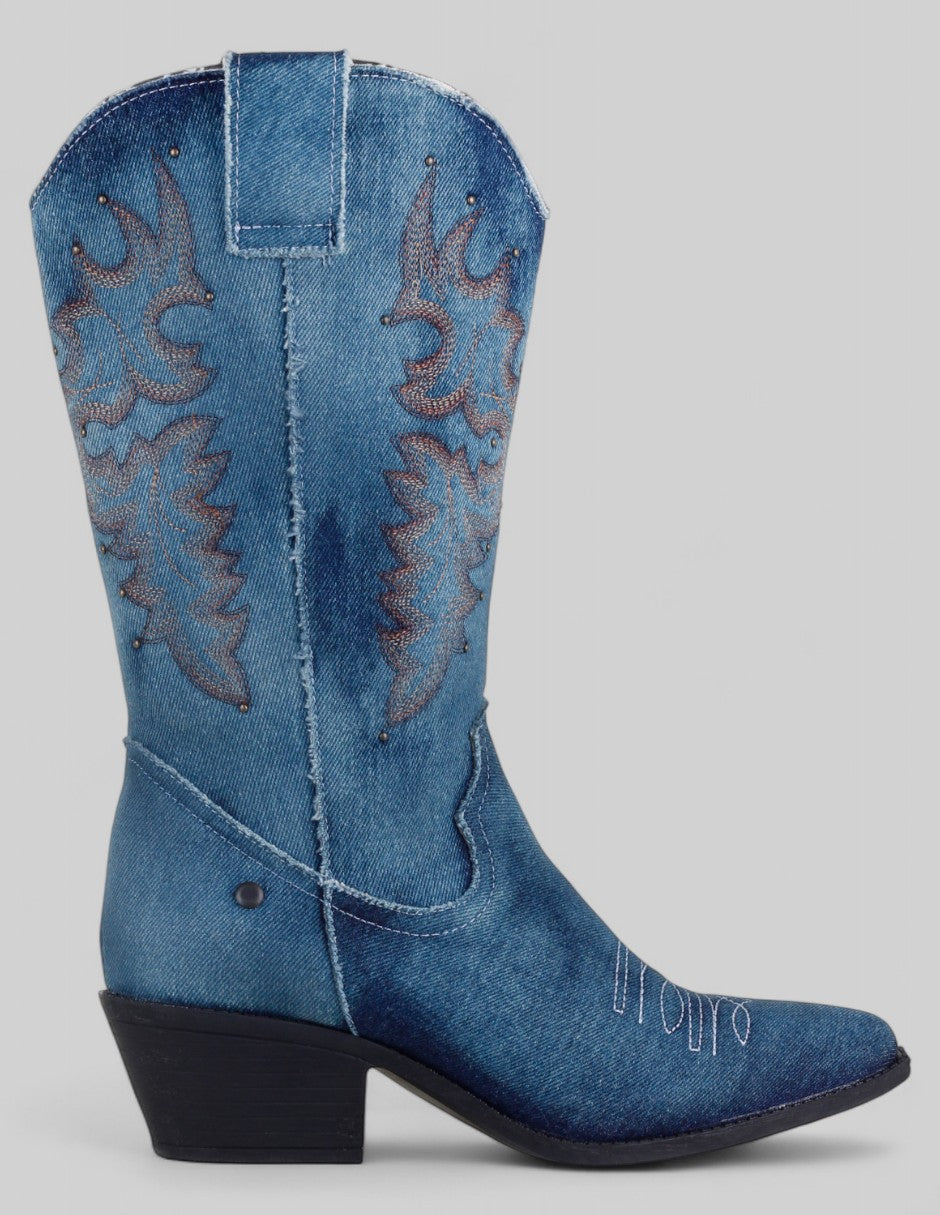 Botas tipo western West en Textil – Azul