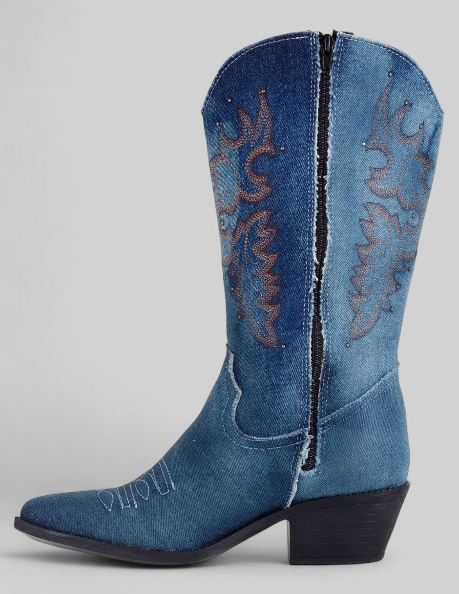 Botas tipo western West en Textil – Azul