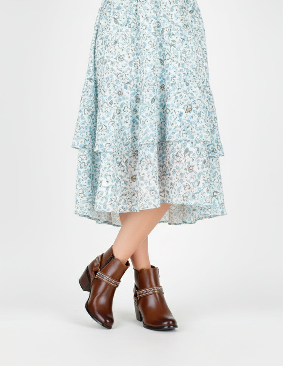 Botín con tacón Aurora en Piel vegana – Café