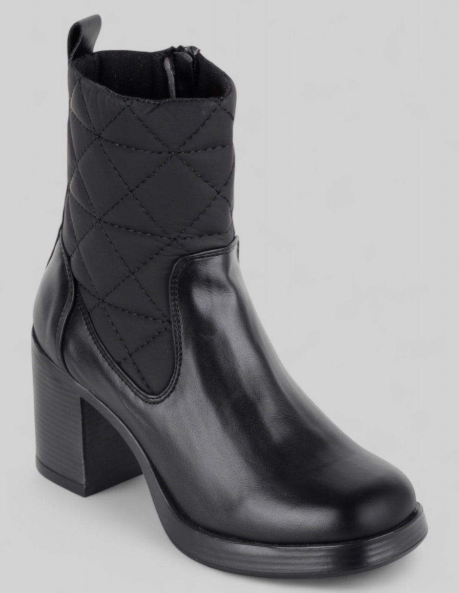 Botín con tacón Exterior Piel vegana Color Negro Para Mujer De RBCOLLECTION