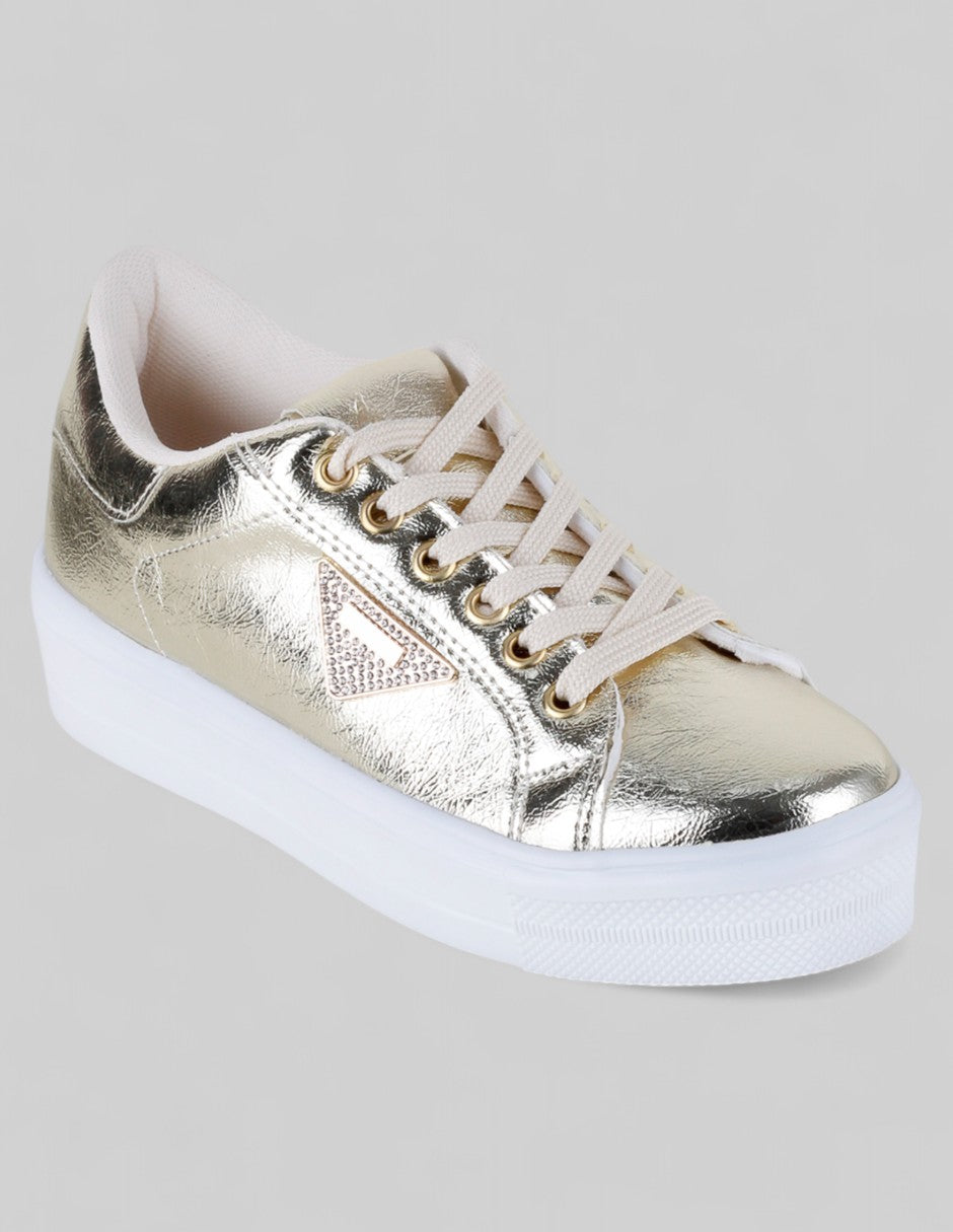 Tenis con cordones Exterior Sintético Color Dorado Para Mujer De RBCOLLECTION