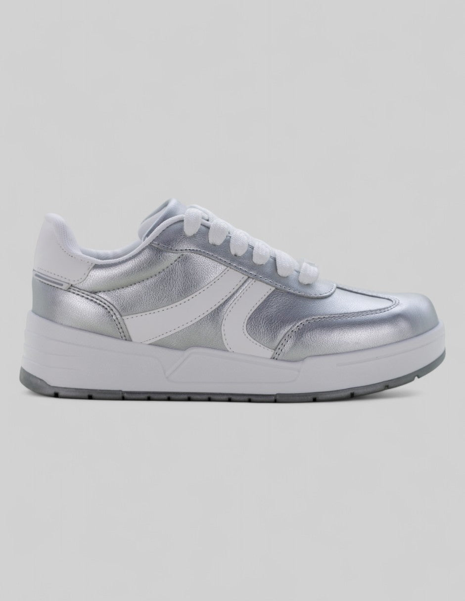 Tenis con cordones Urban en Sintético – Plata