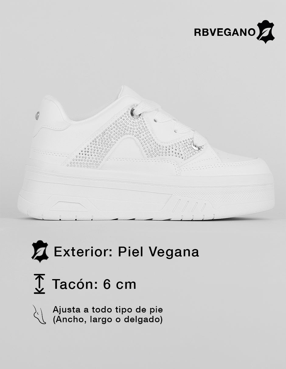Tenis con cordones  Urban  en Piel vegana – Blanco