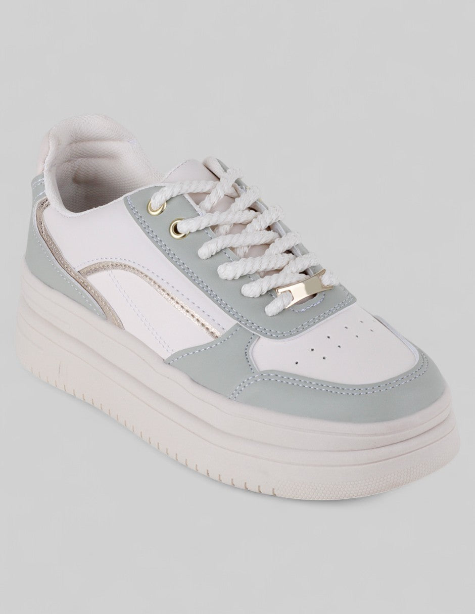 Tenis con cordones Exterior Piel vegana Color Beige Para Mujer De RBCOLLECTION
