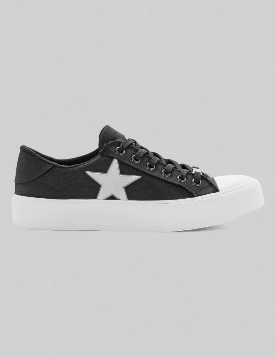 Tenis con cordones star en Textil – Negro