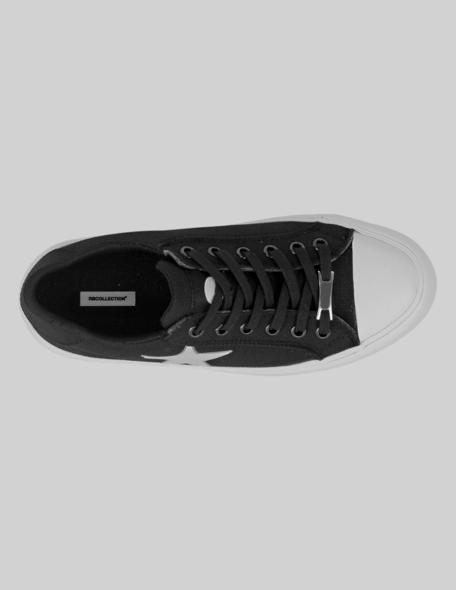 Tenis con cordones star en Textil – Negro